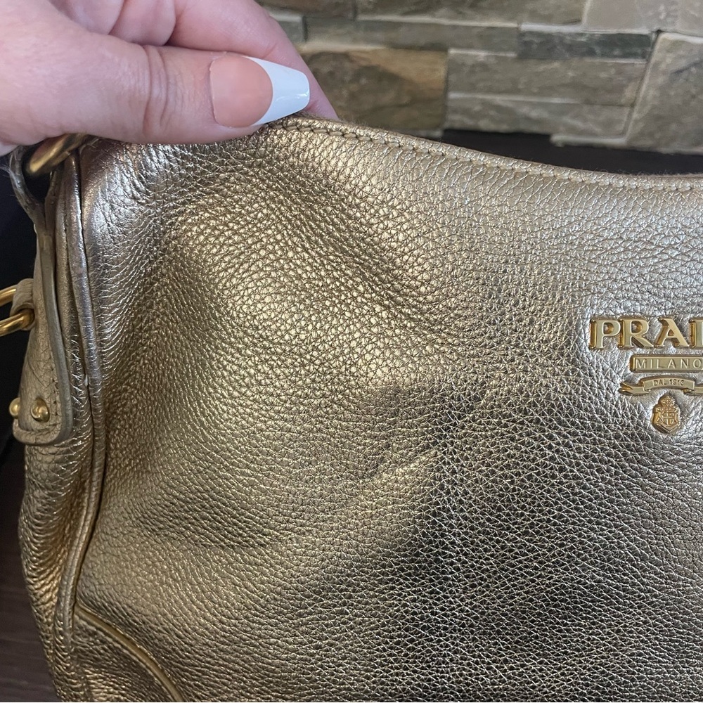 💯 Authentic Gold deerskin Prada hobo bag with Gold hardware - Picture 7 of 10